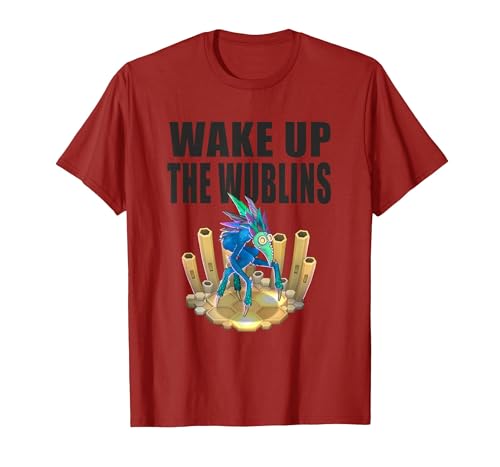 My Singing Monsters-Wake Up The Wublins-Poewk T-Shirt T-Shirt, Men, Cranberry Red, Medium
