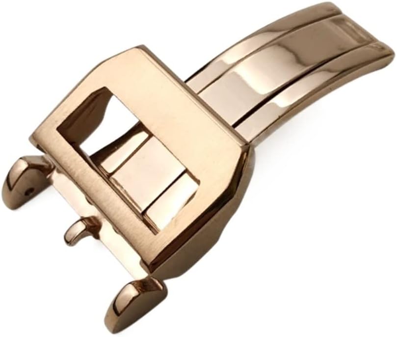 18mm 20mm 316L Stainless Steel Deployment Buckle For IWC Pilot Mark Portugieser Rose Gold Rubber Leather Watchband Folding Clasp (Color : Rose Gold, Size : 18mm)