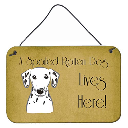 Caroline's Treasures BB1458DS812 Dalmatian Spoiled Dog Lives Here Wall or Door Hanging Prints Aluminum Metal Sign Kitchen Wall Bar Bathroom Plaque Home Decor, 8x12, Multicolor