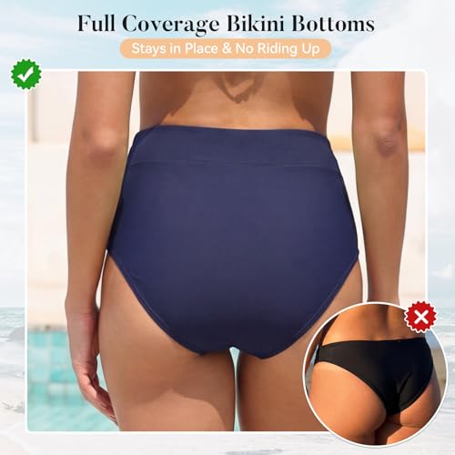 Image of American Trends Women's High Waisted Bikini Bottoms Swimming Suits Tummy Control Bathing Suits