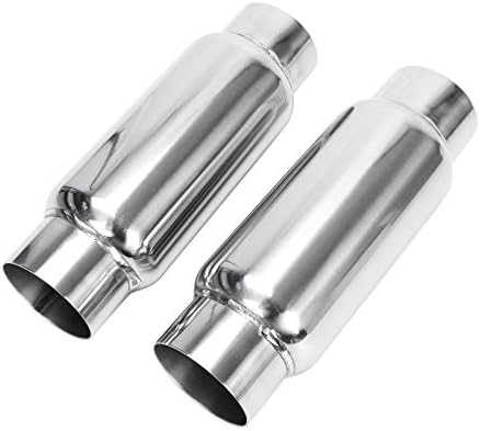 3" Inlet 3" Outlet Exhaust Muffler, Pair of 3 Inch Resonator Universal Stainless Steel Exhaust Muffler Resonator for Cars, 12" Overall Length
