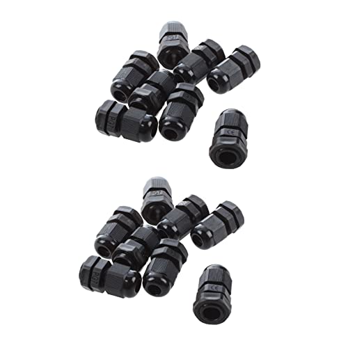 Bloepum 16 PCS PG7 Black Plastic Waterproof Cable Gland Connector 3-6.5mm