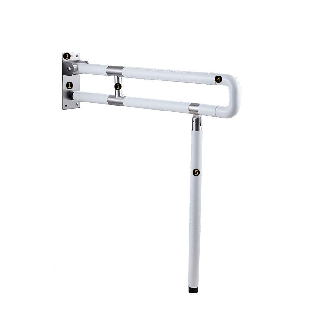 FKXSXAZ Home Bathroom Safety Floor-standing Handicap Grab Bar, Brushed Stainless Steel Bar/Toilet Rail With Adjustable Height For Safety/Foldable Barrier-Handrail(60Cm)