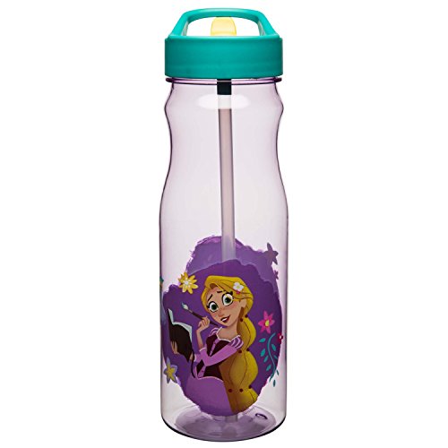 Zak Designs Tangled 25oz Water Bottle with Flip-up Straw Spout for Kids and Adults - BPA Free with Spill Proof Design, Tangled