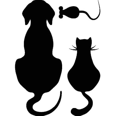 Ambiance-Live Pegatina de pared para perro, gato y ratón, color negro Cover