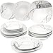 SÄNGER | Servizio da tavola Bilgola marmo bianco, set da 18 pezzi per 6 persone con piatti da zuppa, dessert e piano in porcellana, set di piatti, piatti, rettangolari | Collezione Premium immagine