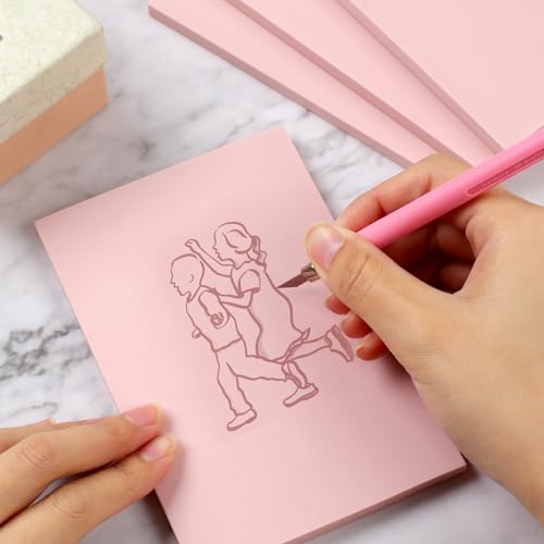 image for RNKP 4pcs Pink 4x6 Rubber Block Stamp Carving Kit for Print Making, So