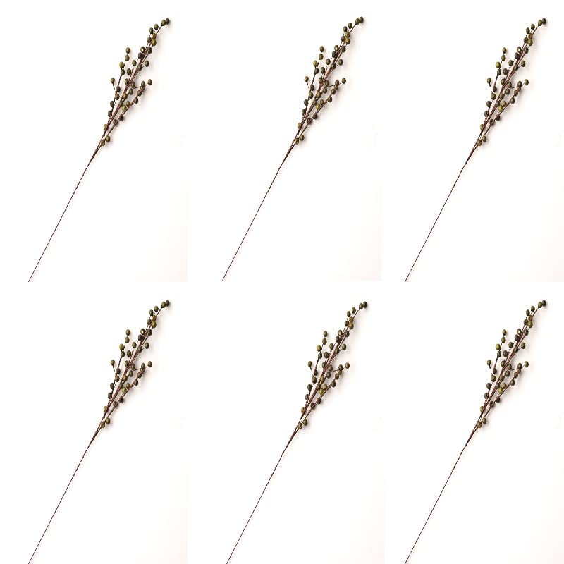 Factory Direct Craft Pack of 6 Soft Sage Green Artificial Berry Stems | 22