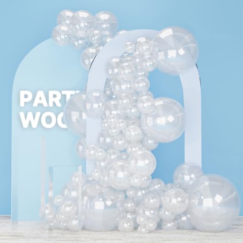 Image of PartyWoo Clear Balloons 120pcs Different Sizes of 18 12 10 5 Inch Transparent Balloon Arch Kit for Graduation Wedding Baby Shower Bridal Shower Anniversary Birthday Party Decorations Clear-Y2