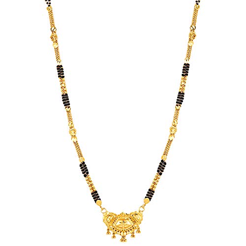 MEENAZ Traditional Temple Forming One Gram Gold Stylish Long Wedding Meenakari Maharashtrian Wati Mangal sutra Tanmaniya Black Mangalsutra For Women girls Latest chain golden - MS-ME920