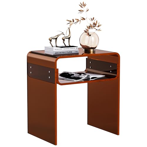 solaround Tavolino da Salotto in Acrilico, Comodino Camera da Letto, 40 x 30 x 50 cm (Marrone Scuro)