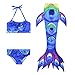 Produktbild Frauen Badeanzug Meerjungfrauenflosse Für Kinder Schwimmen,Mädchen Meerjungfrauenschwanz Zum Schwimmen Mit Meerjungfrau Flosse- Prinzessin Cosplay Bademode Für Das Schwimmen Mit Bikini Set, 3 Stück S