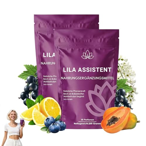 VITAFANT GREEN HELFERS 2 Pack Lila Superfood Pulver Natürliche Pulverformel mit Aronia Papaya Heidelbeere Inulin Natürliches Ballaststoffreich Pflanzenpulver 200g (C Set)
