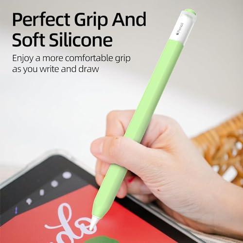 Image of Pencil Case for Apple Pencil (USB-C) 3rd Generation Silicone Protective Cover Sleeve, Supports Magnetic Attachment 3rd Gen (Matcha Green)