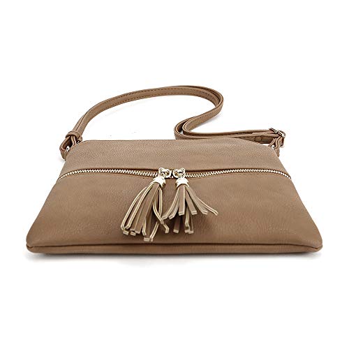 Image of SG SUGU Lightweight Medium Crossbody Bag Shoulder Bag with Tassel and Zipper Pocket