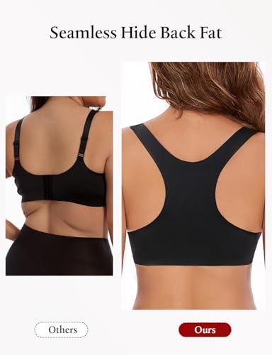 Image of Women's Push Up Racerback Front Closure Bras Seamless Plunge Padded Underwire Add 2 Cup Sizes Bra