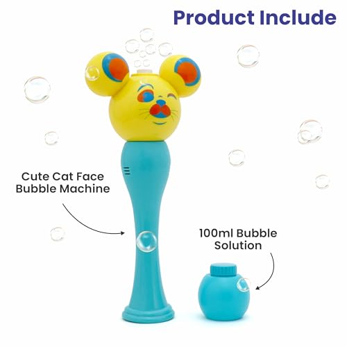 Image of Aditi Toys Cat Face Bubble Machine Toy for Kids, Automatic Bubble Blower with Light, Bubble Blast Includes 100ml Bubble Solution, Outdoor & Indoor Play for Boys Girls, Above 3+ Age (Blue)