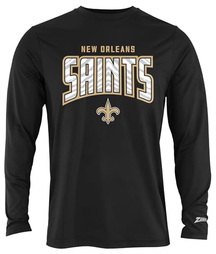 Zubaz NFL Men's Hail Mary Long Sleeve Tee, New Orleans Saints, 5X-Large