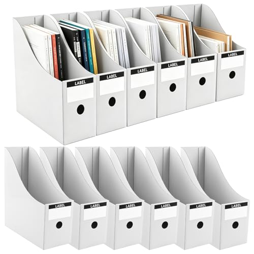 Porte-revues en carton A4 APACALI blanc pour l'organisation de dossiers et classeurs de bureau