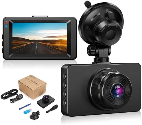 Dashcam【2022 New Version】Dash Camera for cars 1080P Full HD DVR Dashboard Camera 3"IPS Screen Driving Recorder 170°Wide Angle Lens Night Vision G-Sensor Loop Recording Motion Detection Parking Monitor