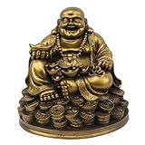Color: tono dorado antiguo. Feliz Buda: admirado por su felicidad, plenitud y sabiduría de satisfacción. Una creencia es que frotar su vientre trae riqueza, buena suerte y prosperidad.