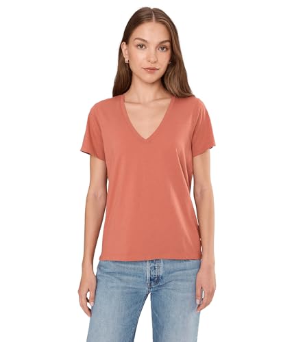 Madewell Women's Northside Vneck Tee, Faded Brick, XX-Small at