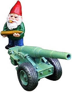 Military Garden Gnomes, Garden Gnome Holding Cannon, Resin Cartoon Sculpture Ornament, Dwarf Crafts Ornaments Miniature For Indoor & Outdoors Lawn Patio Yard Decor
