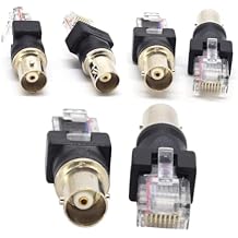 6PCS BNC Female to RJ45 Male Adapter Coaxial Barrel Coupler Connector Adapter RJ45 to RF Connector Black