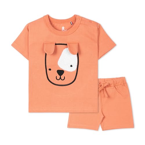 Image of ARIEL Baby Boys & Baby girls Cotton Printed Round Neck Half Sleeve T-shirt & Short Summer Clothing Sets