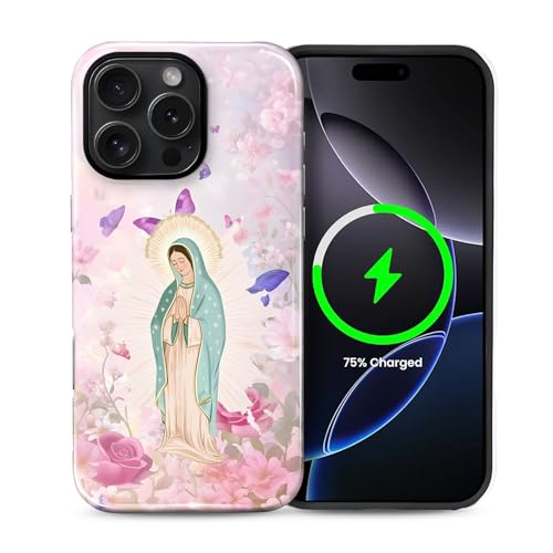 Coque iPhone 16 Pro Max MagSafe antichoc hybride avec motif floral et papillon élégant