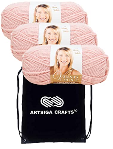 Image of Lion Brand Yarn Vanna'S Choice 860-101 Pink | 3 Skeins, Same Dye Lot, Project Bag, CYC #4 Worsted, 100% Acrylic, Ideal for Crochet, Knitting Blankets, Hats, Scarves