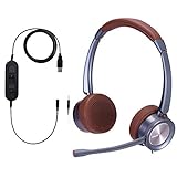 jaracom usb headset 3 5mm corded headphone with microphone noise cancelling and mic mute portable pc headphones with swivelling earcups stereo headset for teams skype webinar cell phone