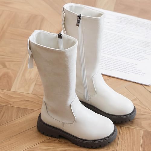 Girls Suede Knee High Boots Side Zipper Bowknot High Top Riding Shoes Fall Winter Fashion Long Boots2