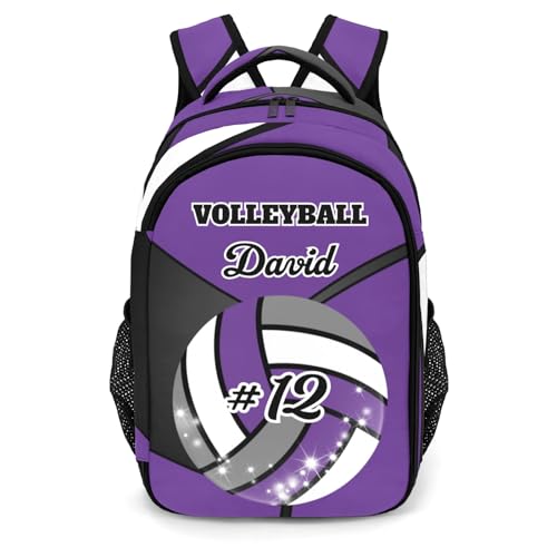 Personalized Volleyball Sport Purple Backpack Casual Bag Daypack Schoolbag Laptop Bag for Student Family Party Gift