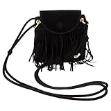 Ciieeo Bolso Bandolera Vintage Flecos para Mujer Bolso de Hombro Pequeño Negro de Estilo Retro Adecuado para Uso Diario y Viajes Diseño Compacto y Funcional