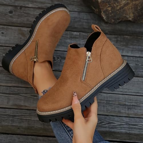 Bottines femme talon compensé chaud et léger pour marche quotidienne