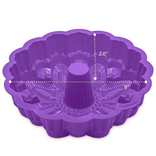 Bakerpan Set of 2 Silicone Cake Mold for Baking, Flower Fluted Cake Pan, 8 Inch Jello, Gelatin Mold, Sunflower Baking Pan