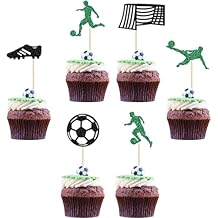 Confetti! 24 Pack Football Soccer Cupcake Toppers Glitter Football Cupcake Decorations Sports Theme Cupcake Picks for Soccer Party Decoration Baby Shower Cake Decoration
