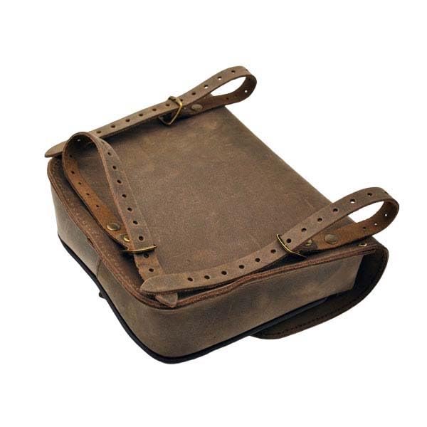 ExMoto Borsa da Fianchetto Laterale Marrone Motocicletta in Pelle e Cotone Cerato compatibile con Moto Guzzi V7 III - V9 - V7 850 (Brown Stone)