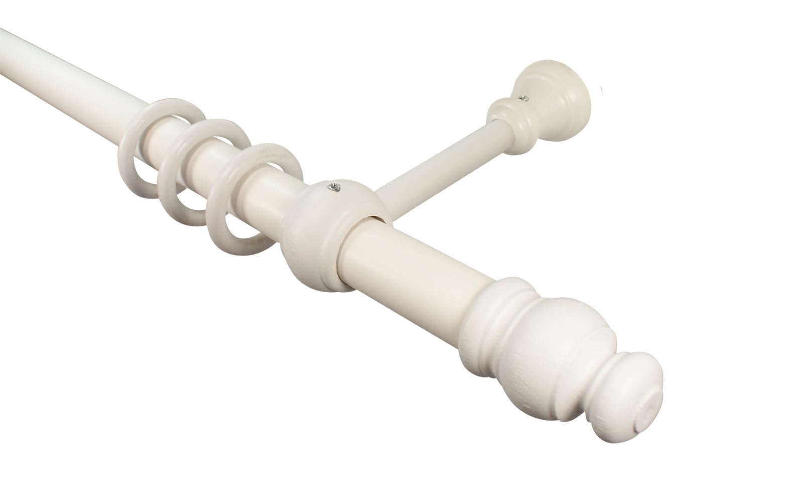 Gardinenstange Aus Holz-Optik – Verstellbar 71–366 Cm, 2,5 Cm Durchmesser, Weiß, Mit Halterungen