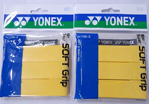 ヨネックス【YONEX】ウェットスーパーソフトグリップ AC136-3 イエロー(004)× 2個セット