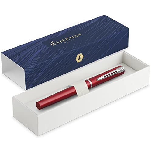Image of Waterman Graduate Allure Fountain Pen, Red Lacquer, Fine Nib, Blue Ink, Gift Box