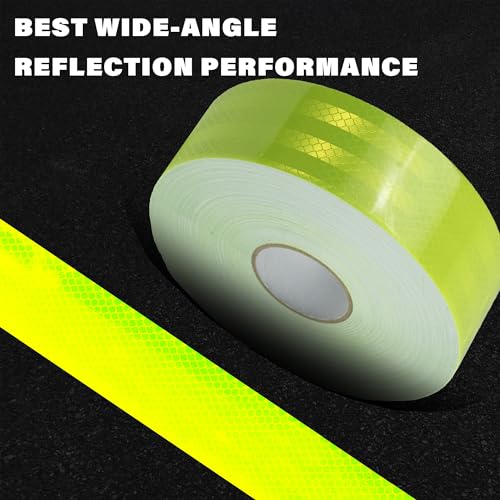 Swrt HL-1 2 Inch X 30 Ft Reflective Tape Outdoor Waterproof Dot-C2 Fade Resistant Fluorescent Green Reflective Tape Strong Adhesive Safety Warning Tape Reflector Conspicuity Tape thumb #2