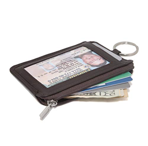 Rfid Wallet Double Id Key Ring Mini - Protective Wallet For Credentials - Rfid Blocking Leather Wallets (Brown) #TOP2