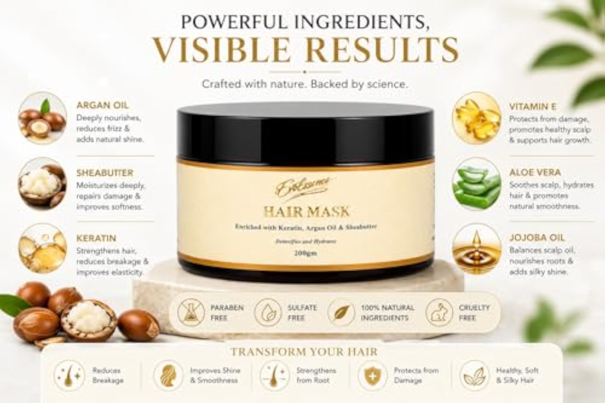 Hair Mask for Dry & Damaged Hair, Deep Conditioning Treatment