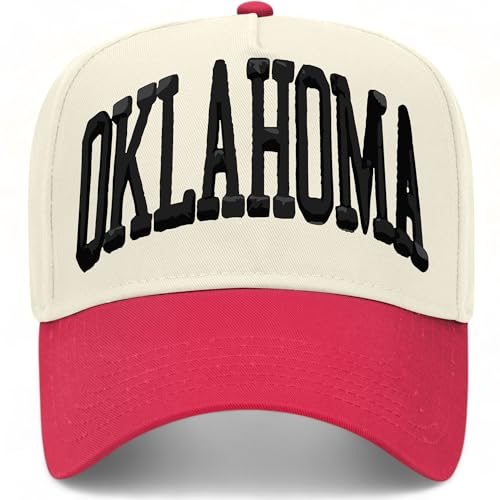 Oklahoma Collegiate Vintage Trucker Hat | OK | Premium Adjustable Snapback Baseball Hat for Men & Women (US, Alpha, One Size, Red/Natural)