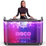 LED P2.5 Flexible Screen DJ Booth with App Control, Reception Desk DJ Table High-Brightness Mobile Rolling Cart with Lockable Wheels, Easy Content Management for Nightclubs, Events & Rental