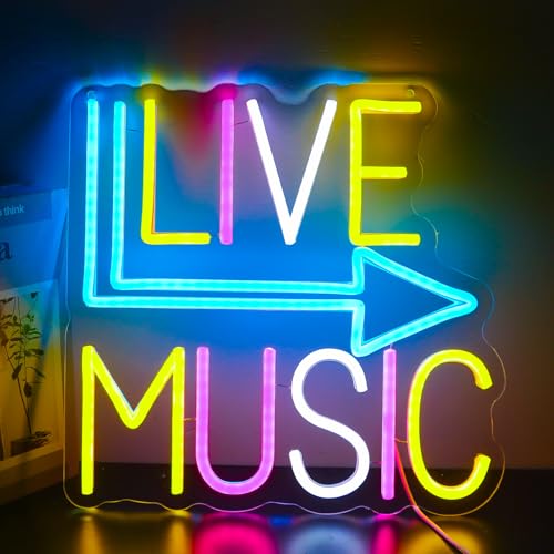 Image of Live Music Neon Signs for Wall Decor,Led Neon Lightfor Live Room, Game Room, Broadcasting Room, Music Studio