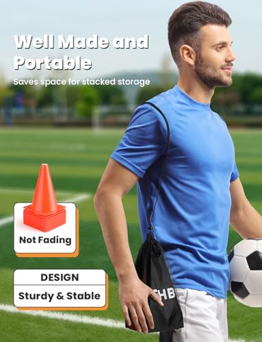 GHB Soccer Cones 7" 9" of 12 24 Pack Disc Soccer Sport Cones Training Field Marker Agility Cones for Basketball, Coaching, Practice Equipment Includes Drills Guide (7" 24Pcs Orange) - Thumbnail 3