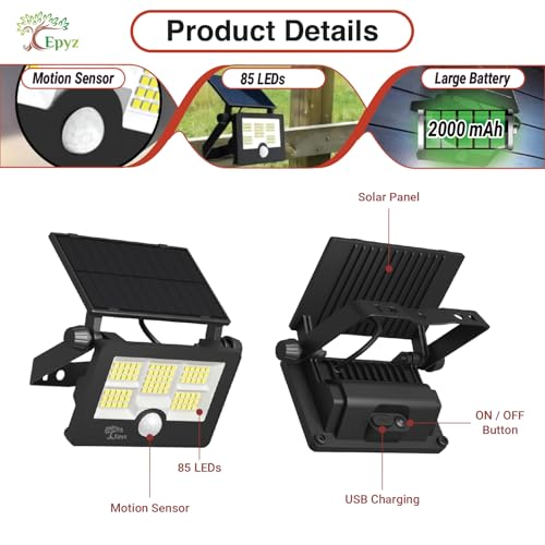 Image of Epyz 20 Watt Solar Flood Light Outdoor